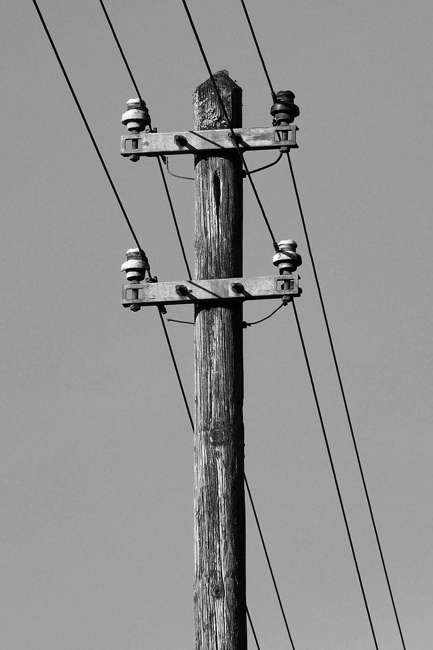 power pole, electricity, power line, energy, wires, old, lines, black and white, mobile wallpaper